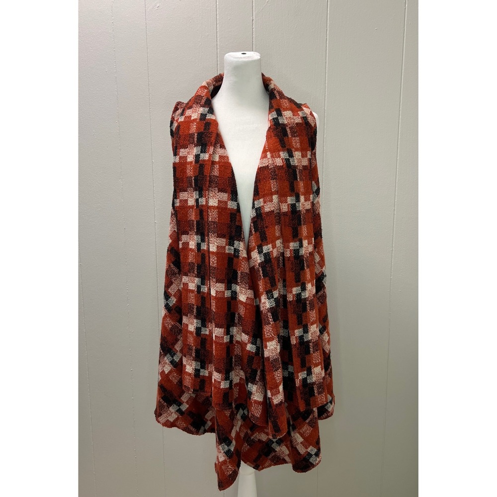 Piko 1988 Womens Plaid Layering Cardigan Size L‎ Sleeveless Open Front Boho
